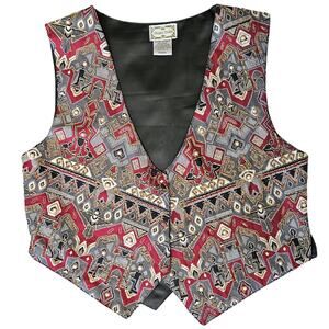 Vintage Magic Craft Beaded Vest One Size Festival Bold Retro Geometric Boho
